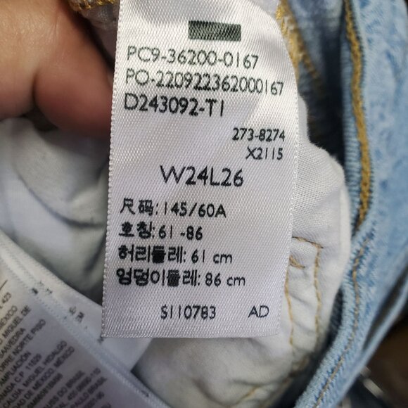 Levis Jeans Womens 24 Blue 501 Premium Big E Straight Ankle Stretch Denim - Picture 4 of 16